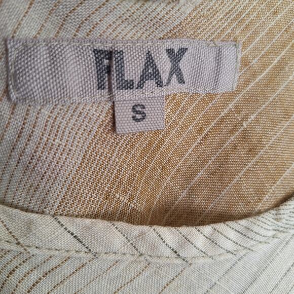 Flax 100% Linen Boho Sage Rust Cream Vertical Stripe Super Cute Tank S - Picture 2 of 11